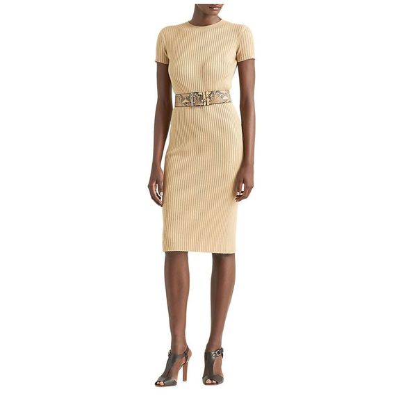 Ralph Lauren Collection Rib-Knit Wool & Silk Day Bodycon Dress - Picture 2 of 10